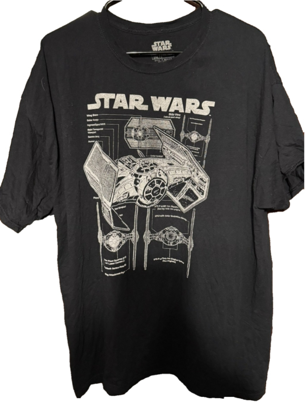 Star Wars Blueprint T-Shirt Men Size 2XL Black